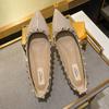 Flats Shallow Mouth Shoes Woman Flats Pointed Toe Modis Soft Rivets Studs Dress Ballerinas Fashion Shallow Mouth Korean Shoes