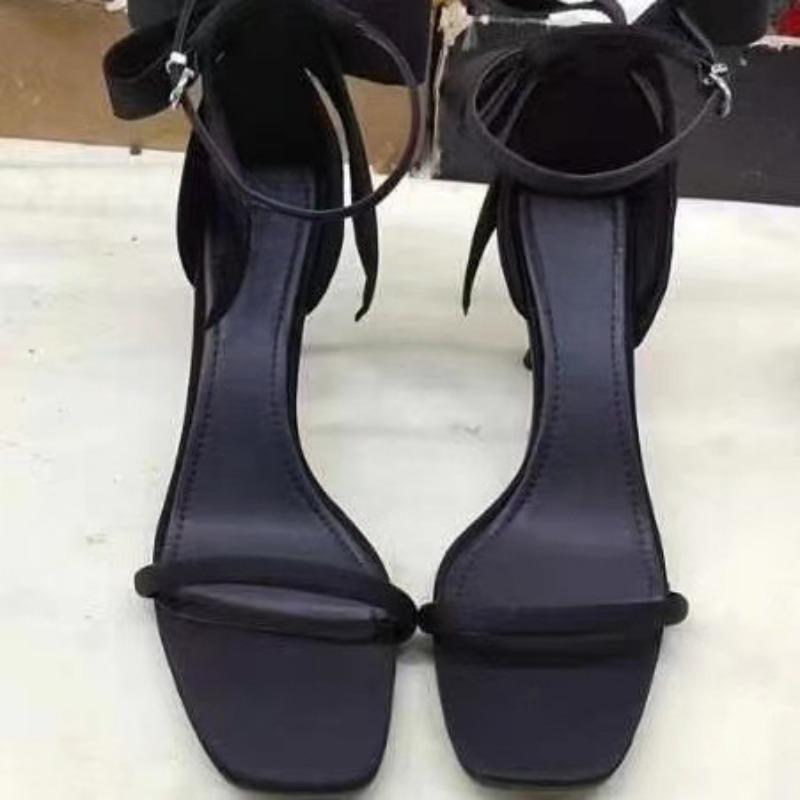 Женские туфли с красным атласным бантом, прямой ремешок, квадратный носок, тонкий каблук, высокий каблук