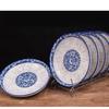 8in Blue And White Dinner Plate Tableware Bone China Porcelain Deep Fruit Rice Plate Tableware