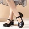 Fashion 2025 Buckle Strap Mary Janes Women's High Heels Round Toe Shallow Chunky Heels Pumps for Fashion Retro Office & Career Shoes