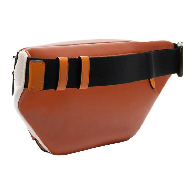 New COACH Calfskin Sling Bag, Fanny Pack Tubas Men's Chalk White & Sunset Red CE552-QBV1T