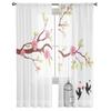 Ветка розы, птица, прозрачная вуаль, занавеска для окон, тюлевые шторы для гостиной, спальни, шифоновые шторы