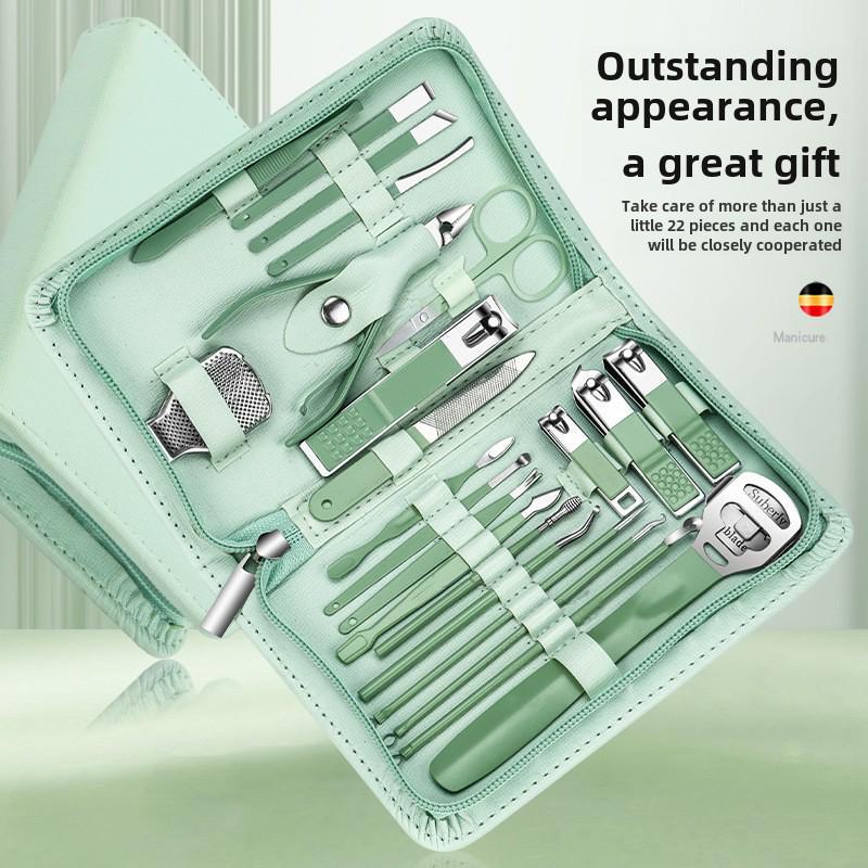 Набор из 22-х кусачек и ножниц из нержавеющей стали с зеленым футляром на молнии