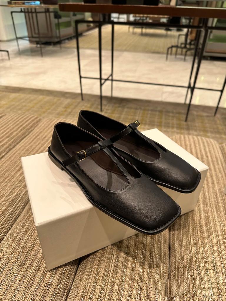 Sheepskin Version~ French Super Soft Leather Retro T-shaped Buckle with Square Head and Shallow Mouth Single Shoes Women's Flat Mary Jane Small Leat