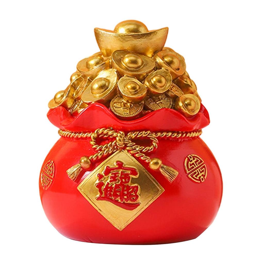 Resin Piggy Bank Money Bag Shape Figurine for Home Decorations 11x13cm
