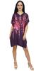 Women's Short Kaftan Beach Dress Satin Floral Bridesmaid Wine Caftan -