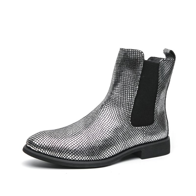 Дизайнерская новинка, зимняя мода, ботильоны челси, мужские остроносые золотые серебристые повседневные ботинки, высокие кеды, zapatos hombre
