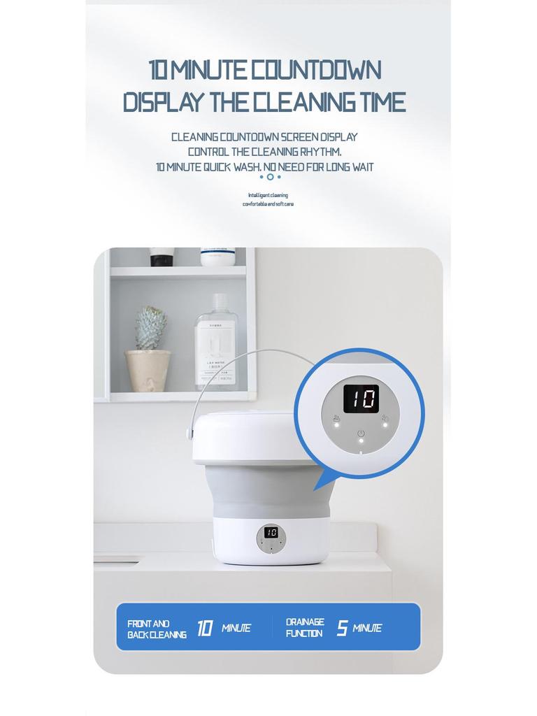 Compact Folding Mini Washing Machine for Students - Perfect for Underwear and Socks.