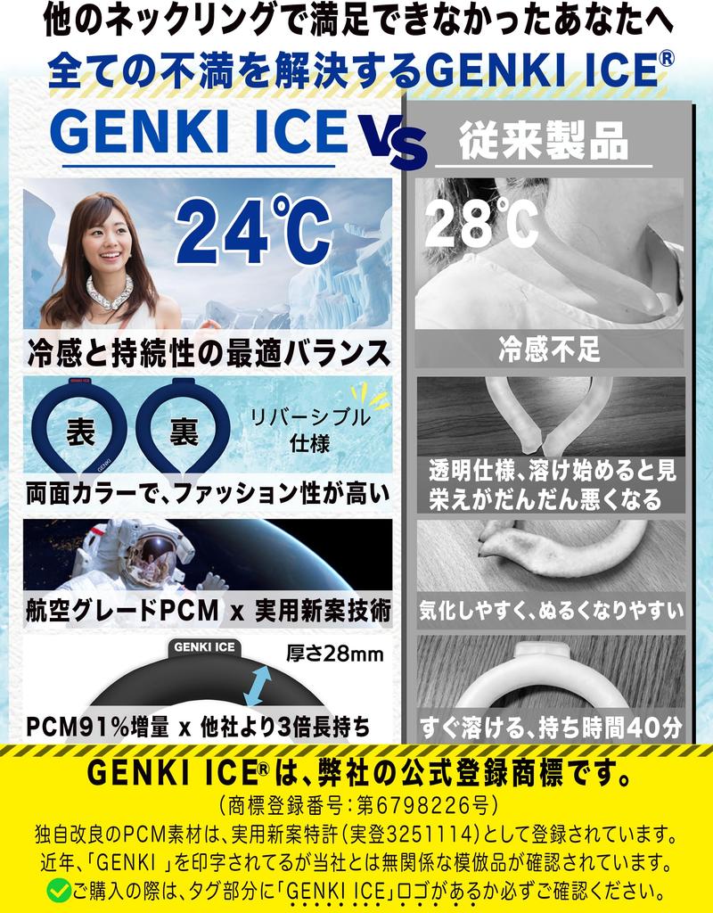 Genki Ice Neck Cooler Cool Ring Neck Ring Neck Cooling Товары для охлаждения шеи Ощущение холода Предотвращение теплового удара Предотвращение перегрева Японская компания