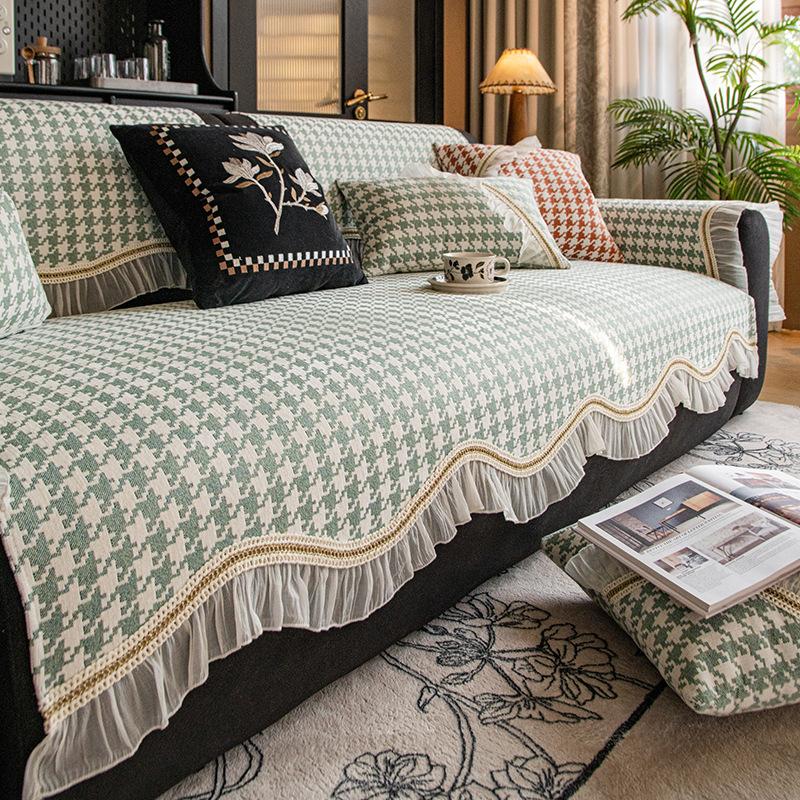 Special-Shaped Sofa Cushion Universal Non-Slip In All Seasons New Thousand Bird Grid Seat Cushion High-End Sofa Cover Cloth Cover Towel