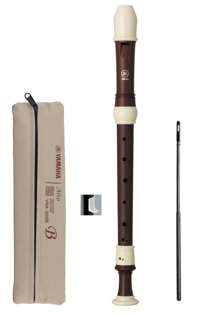 YAMAHA Alto Recorder Baroque Rosewood Style Finger Holder Cleaning Stick Recorder Cream Cloth Case Fingering Chart Made of ABS Resin YRA-322B