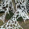 1 Set Halloween Spider Web with Stakes Glow In The Dark Stretchy Fabric DIY Cuttable Reusable Holiday Outdoor Garden Haunted House Decoration Cobweb