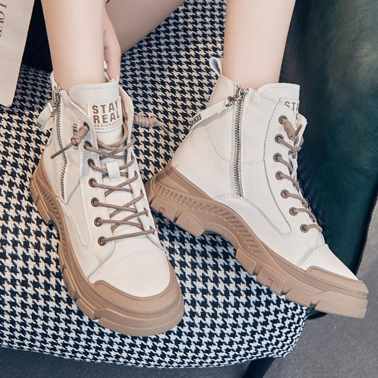 Весенне-осенняя обувь, модные женские ботинки из натуральной кожи, женские ботильоны на толстой подошве, брендовые женские ботильоны Botas