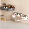 Adhesive Bathroom Storage Organizer Wall Mounted Drain Basket, Contain Detachable Drip Tray And Rag Kitchen Basket Holder, Large Capacity Hollow