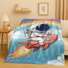 New Cartoon Astronaut Spaceman Planet Flannel Blanket,Ultra Soft Plush Throw for Home Bedroom Bed Sofa Cover Kid Christmas Gift