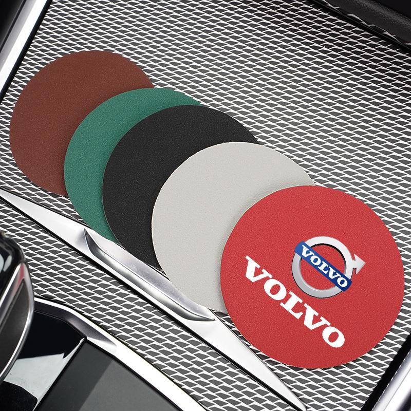 2Pcs Car Coasters Leather Water Cup Holder Mat For Volvo V60 V40 XC90 S60 C30 XC60 Car Interior Anti Slip Water Cup Pad keychain