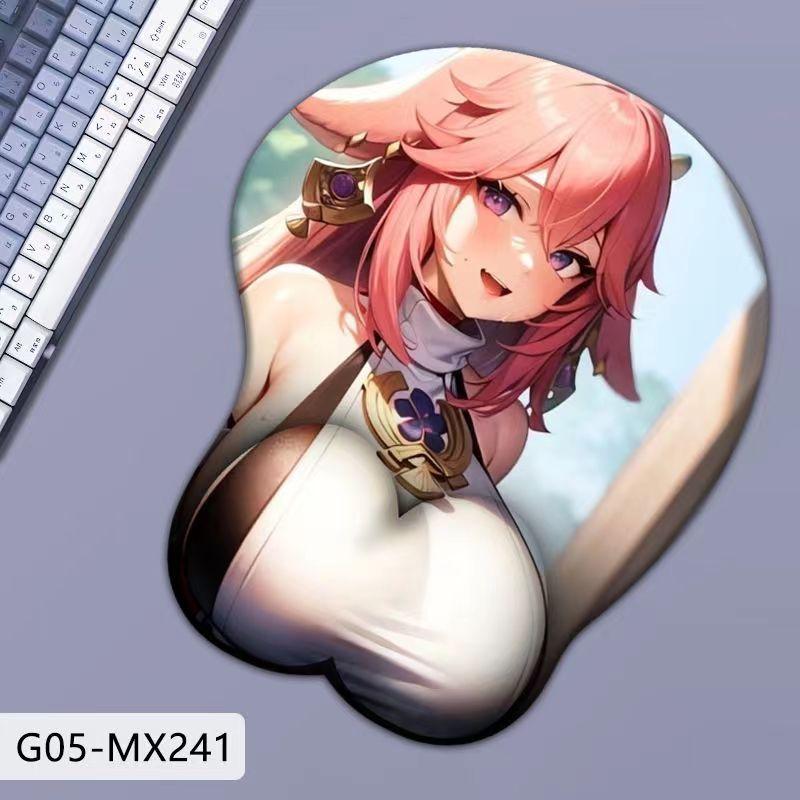 Силиконовый коврик для мыши Genshin 3D, большая грудь, защита запястья.