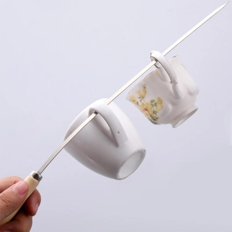 10 шт. деревянных ручек, не допускающих ожогов, шампуров для барбекю, можно использовать повторно, металлические шампуры для барбекю из нержавеющей стали 304, широкие шампуры