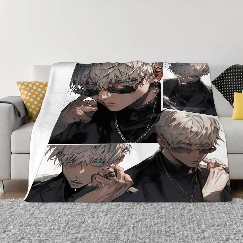 Jujutsu Kaisen-Gojo Satoru Bed Throw Blanket for Sofa Luxury Bedding Fluffy Plaid Custom Blankets King Size Home Interior Knee &