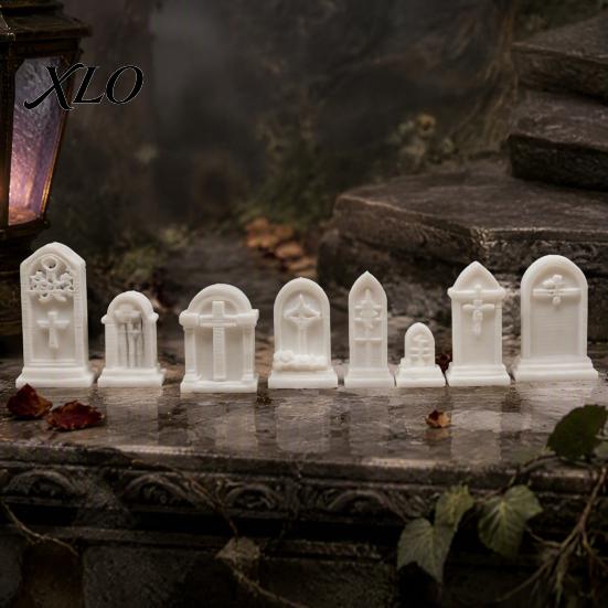 Miniature Tombstones for Halloween 10Pcs Mini Tombstone, 3D Printed Unpainted Gravestone Model Kit, Micro Cemetery Diorama Crafting Supplies