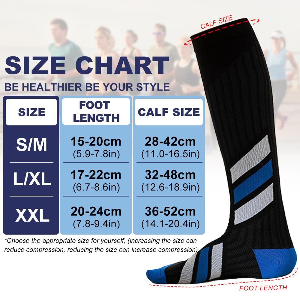 1Pair Compression Socks for Men Women – Best for Running,Nursing,Travel – Knee-High Athletic Socks for Swelling,Varicose Veins 1