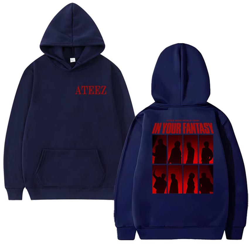 Korea ATEEZ World Tour 2025 Double Sided printed New Hoodie Men women fashion Y2k Sweatshirt Unisex Fleece Long sleeve pullovers