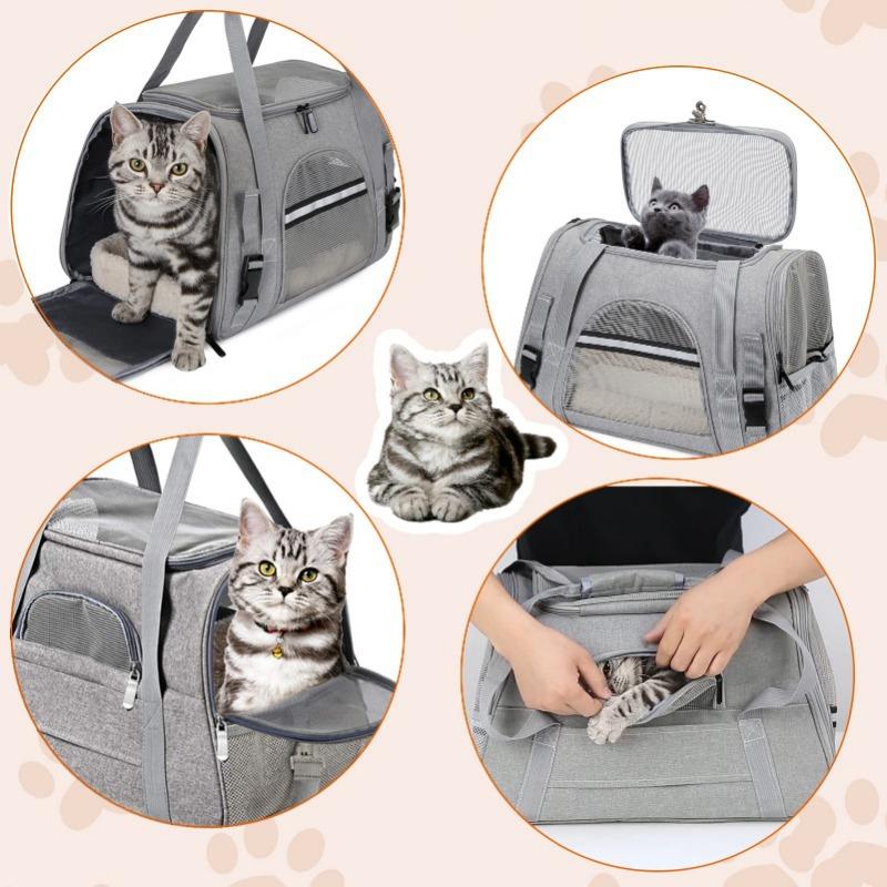 Foldable Cat Bags Soft-Sided Portable Dog Carrier Mesh Breathable Carrier Bags Foldable Cats Handbag Travel Pet Bag Transport Bag