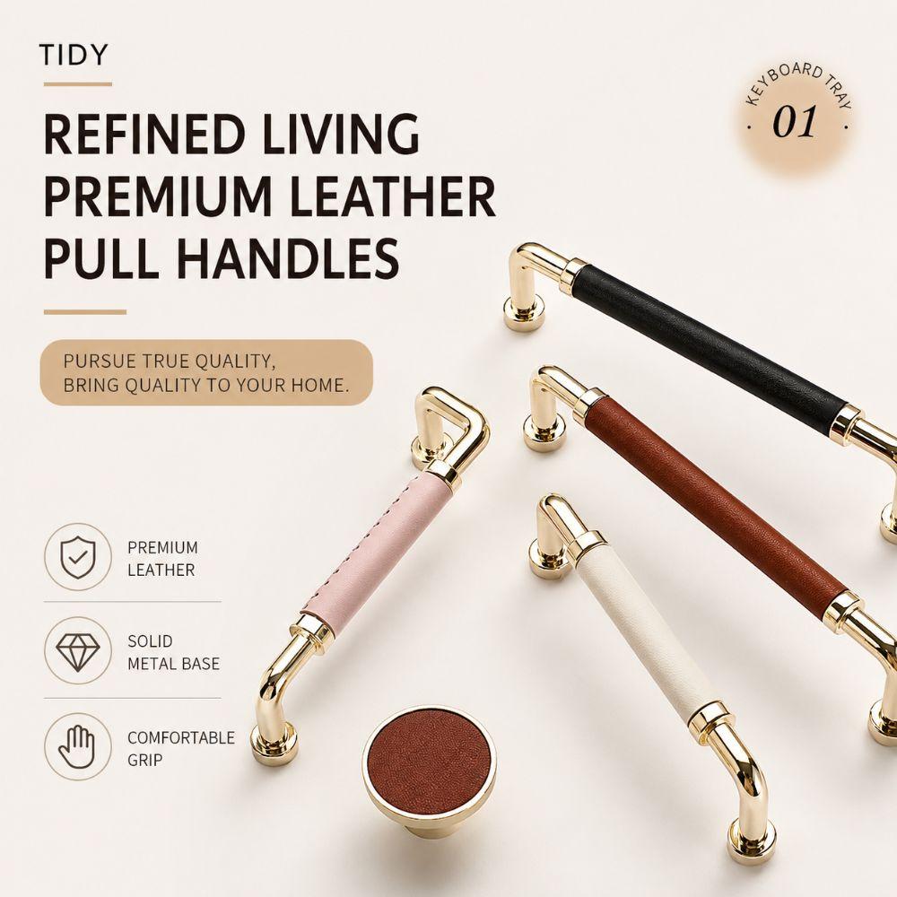 Nordic Wardrobe Door Handles Handmade Cabinet Drawer Knobs Leather Hardware Handle Multipurpose