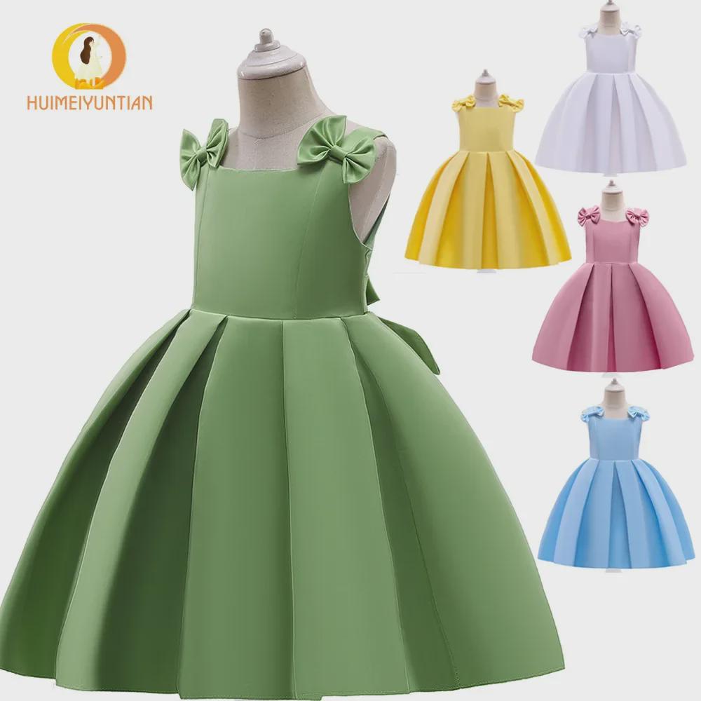Атласное платье принцессы для девочек в европейском и американском стиле - наряд для дефиле и игры на фортепиано в честь Дня защиты детей
