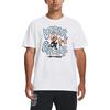 Under Armour Футболка мужская с коротким рукавом и круглым вырезом, с принтом в виде розового пламени и мультяшными буквами, белая 1380916-100
