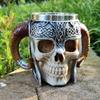 1pc 550ml Horn Skull Cup Beer Glass 3D Viking Skull Beer Mug Coffee Cup Stainless Steel Drinking Mug Halloween Gifts Drinkware