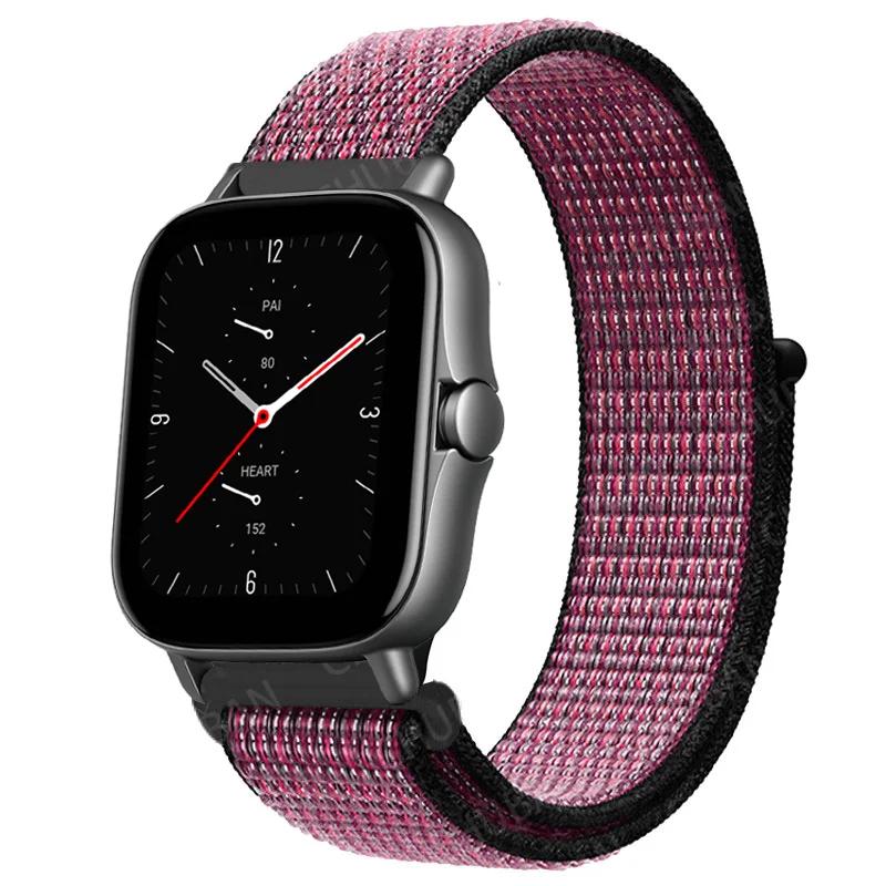 20mm/22mm Nylon Loop Watch Band For Amazfit GTS/4/2/2e/3/GTS2 Mini/GTR 4/3 pro/GTR2/2e/stratos 2/3 Bracelet Amazfit Bip-u Strap