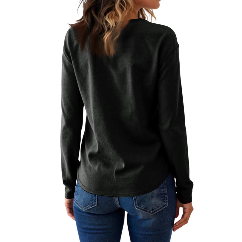 Women's Fashion Casual V-neck Warm Knitted Sweater Solid Color Long-sleeved Top