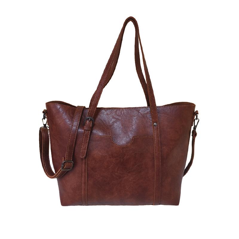 Ретро сумка женская большой вместимости новая весенняя универсальная простая наплечная сумка сумка-тоут для通勤