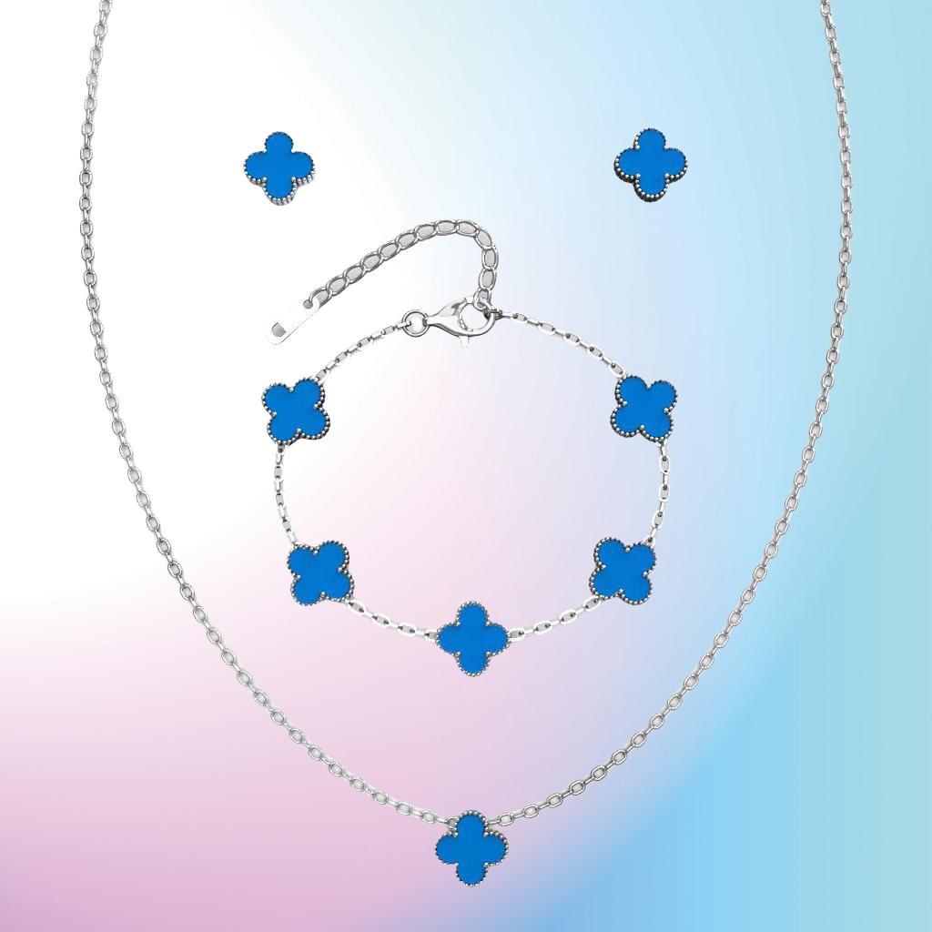 3 шт. универсальный комплект из нержавеющей стали с клевером, женский комплект ожерелья, браслета для ушей, персонализированных аксессуаров