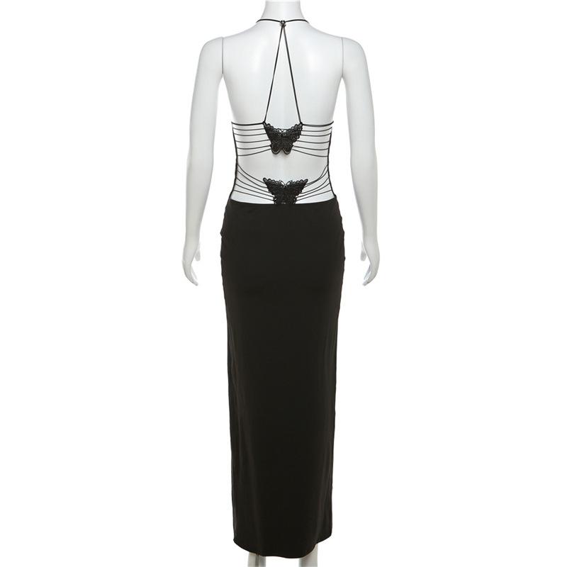 Бандажное женское сексуальное платье с открытой спиной, летнее платье с лямкой на шее и высокой талией, облегающие вечерние платья, женское элегантное модное однотонное женское повседневное платье 24538