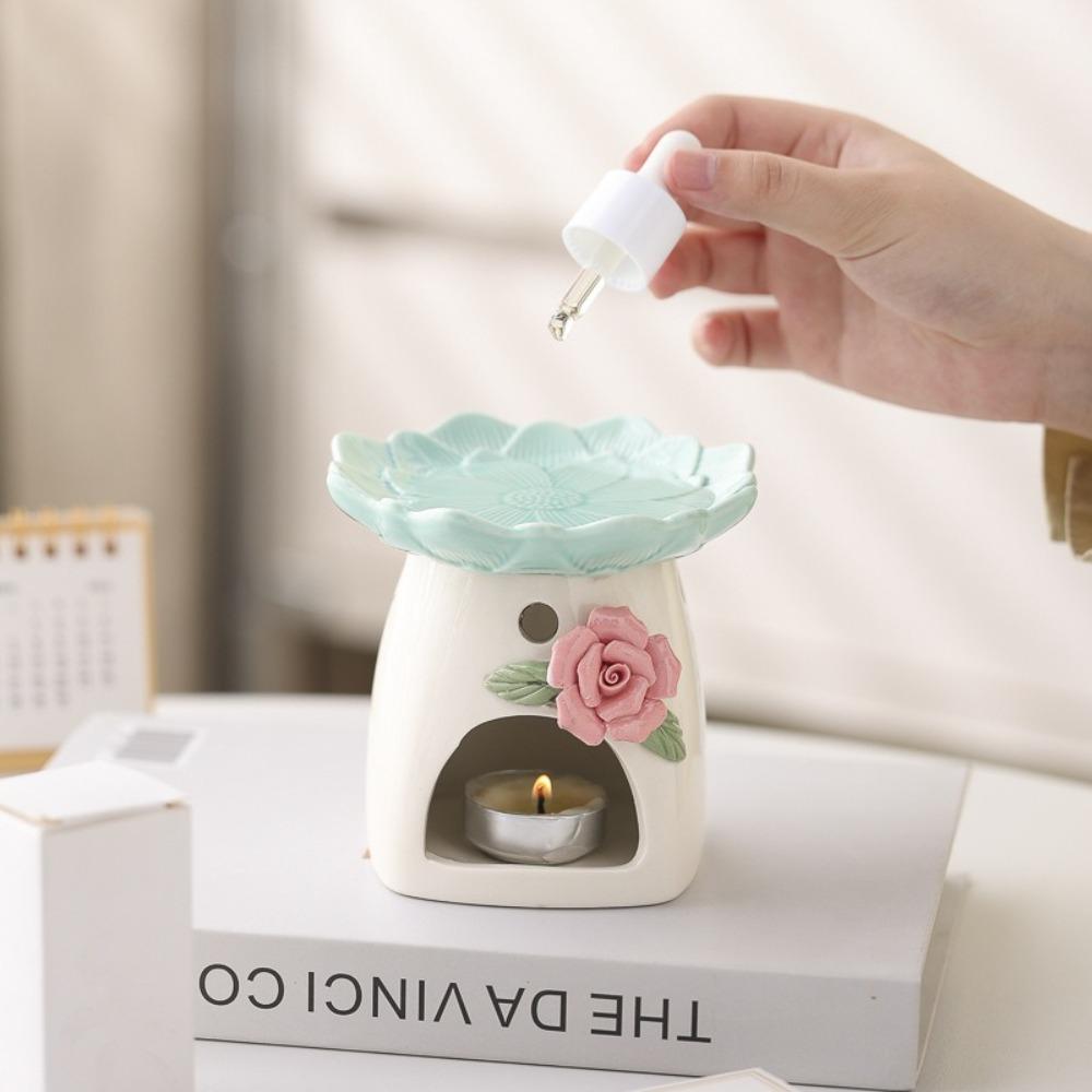 Ceramic Flower Aromatherapy Stove Heat Resistant Heating Incense Device Candle Stove Yoga Room