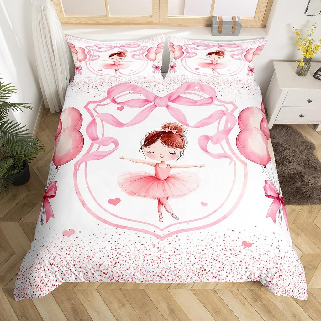 Cartoon Ballet Girl Duvet Cover Twin Queen Size Sport Theme Bedding Set Soft Microfiber Dancer Comforter Cover With 2 Pillowcase