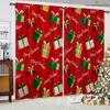 Santa Claus Snowman and Snowflake Red Print Curtains, Bedroom, Living Room, Kitchen, Holiday Party, Decorative, 2 Pcs