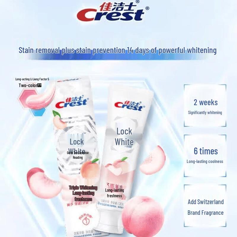 Crest Lock White Whitening Toothpaste, White Peach Oolong