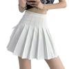 Women Mini Skirt High Waist Side Lace-up Pleated Skirt Solid Color A-Line Skirt with Lining Bottoming Shorts Streetwear