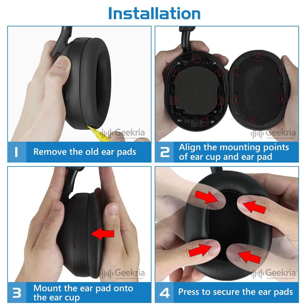 Geekria Подушечки для наушников QuickFit Совместимые подушечки Совместимые с наушниками Sony WH1000XM5 Подушечки Чашки WH-1000XM5, Ухо/Ухо (Протеиновая кожа/Золотистый)