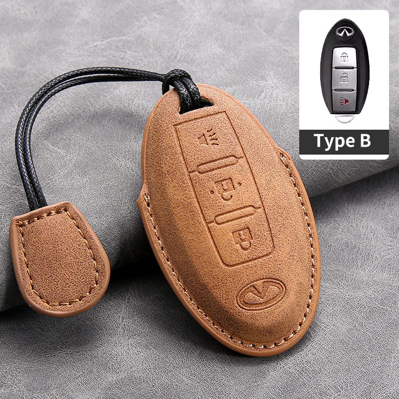 Leather Car Key Cover Case for Infiniti Q50L QX50 QX60 QX55 Q70 Q70L Q30 QX30 QX70 ESQ XQ80 XQ60 Q60S Car Key Rope Keyring