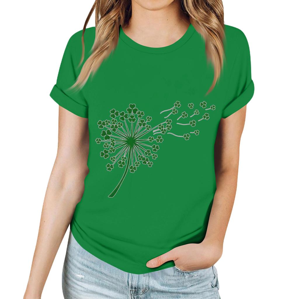 Женская повседневная футболка с принтом ко Дню Святого Патрика, пуловер с круглым вырезом, топ с короткими рукавами
