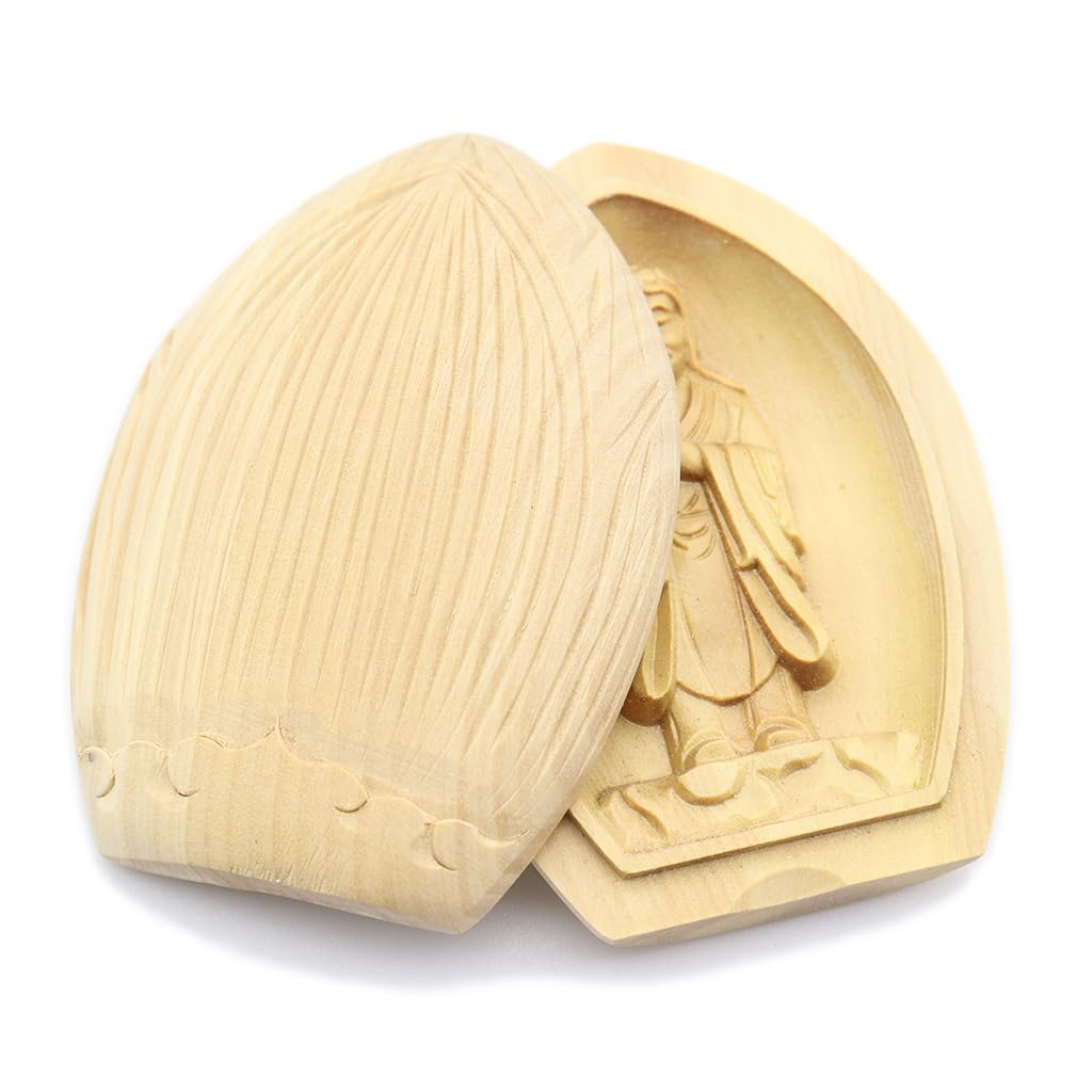 Special Buddhist Statue Kishimojin Incense Holder Buddha Guardian Deity for Safe Childbirth and Safe Childbirth Width Boxwood Wood Carving 17575