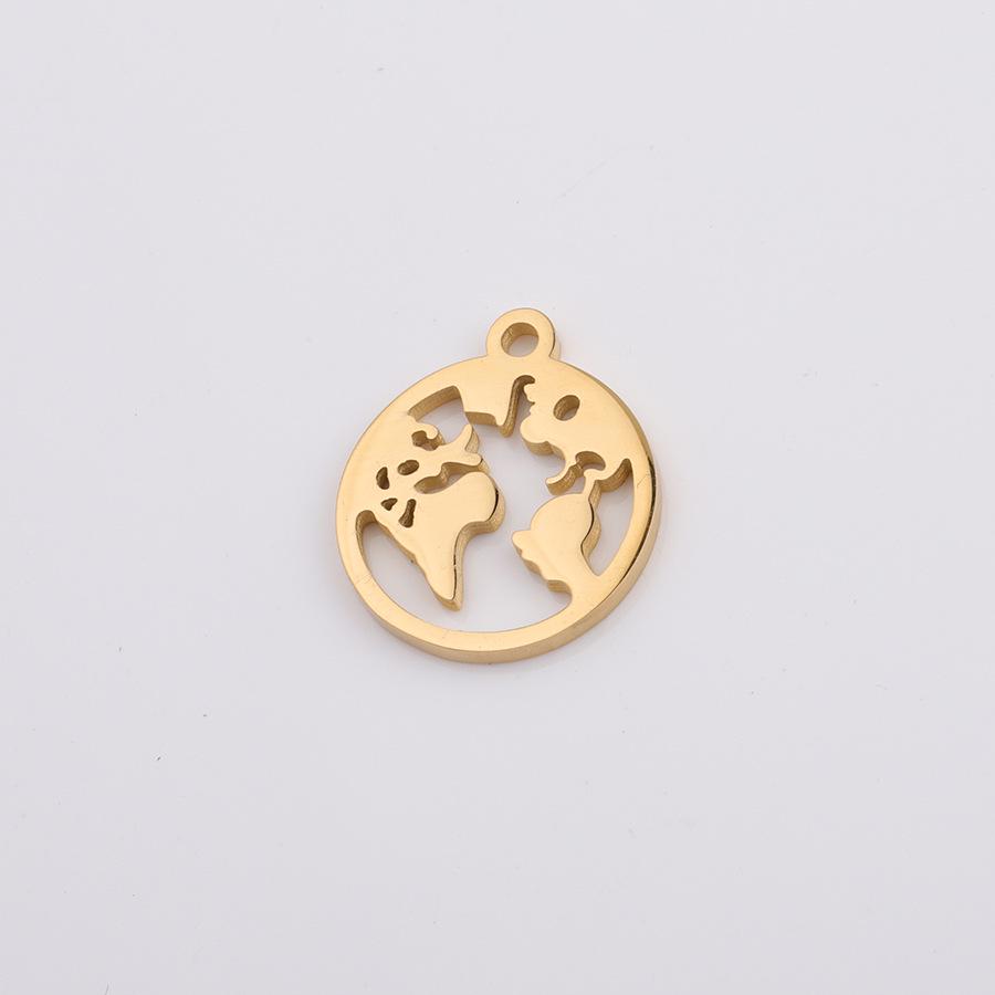 Круглая подвеска в виде карты мира - Титановая сталь Полая Земля Ювелирный аксессуар