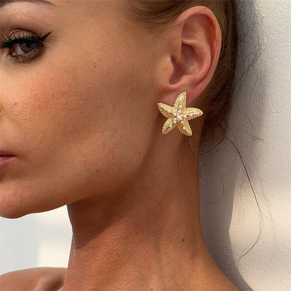 Summer Beach Earrings for Women Simulated Starfish Ear Jewelry Trendy Small Star Earring for Women