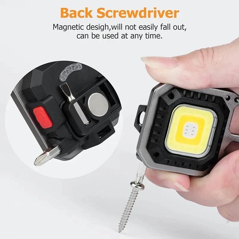 Mini COB Keychain Flashlight Protable Work Light USB Rechargeable Pocket Torch Outdoor Camping Fishing Emergency Lamp