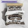 3PC Custom Name Leopard Print Style Bedding Set Duvet Cover Closure Includes 1 Duvet Cover & 2 Pillowcases for Bedroom