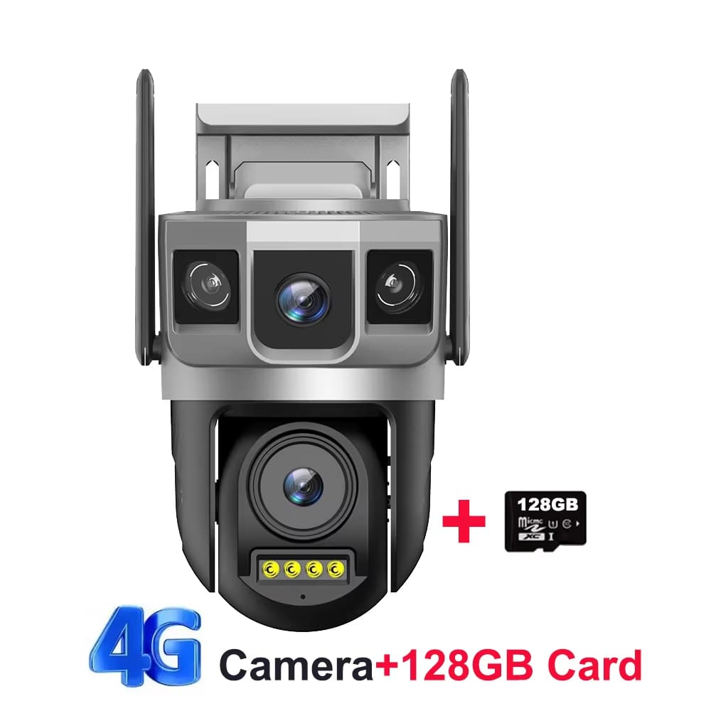 12MP 6K Двойной объектив Тройной экран 4G-SIM IP-камера WiFi Smart Network Беспроводной монитор V380 Безопасность Защита CCTV Домашние камеры